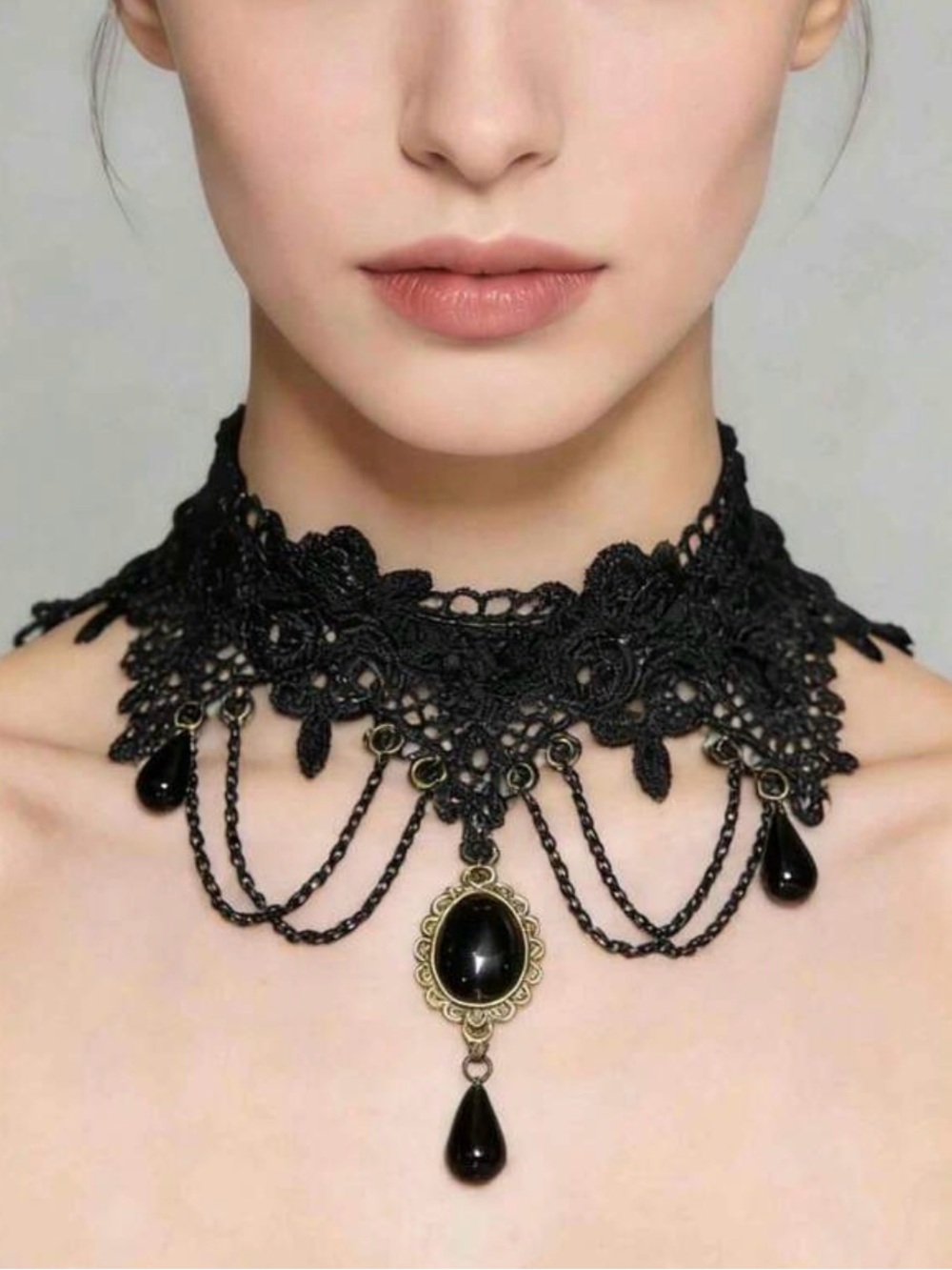 Vintage Black Lace Gothic Choker Necklace